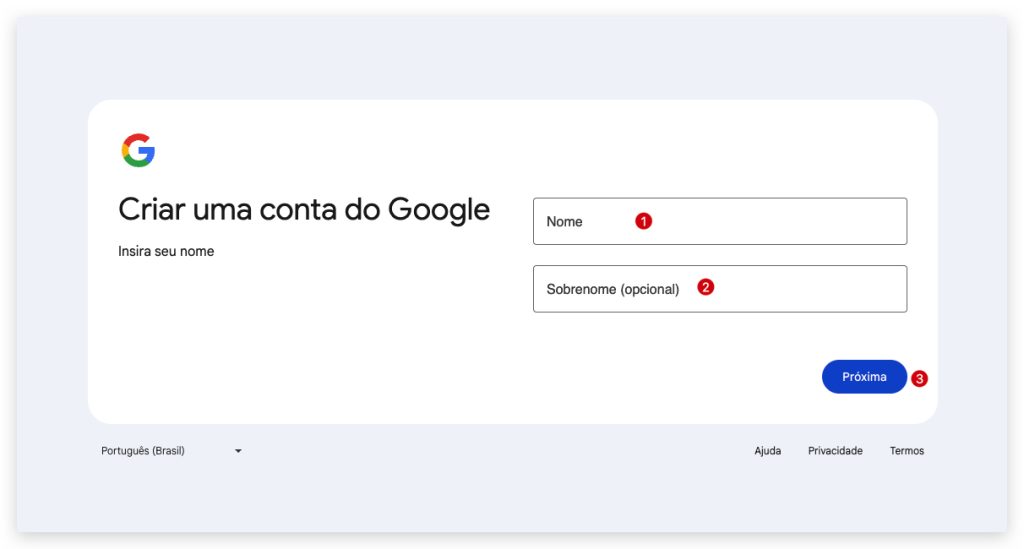 criar conta google 2